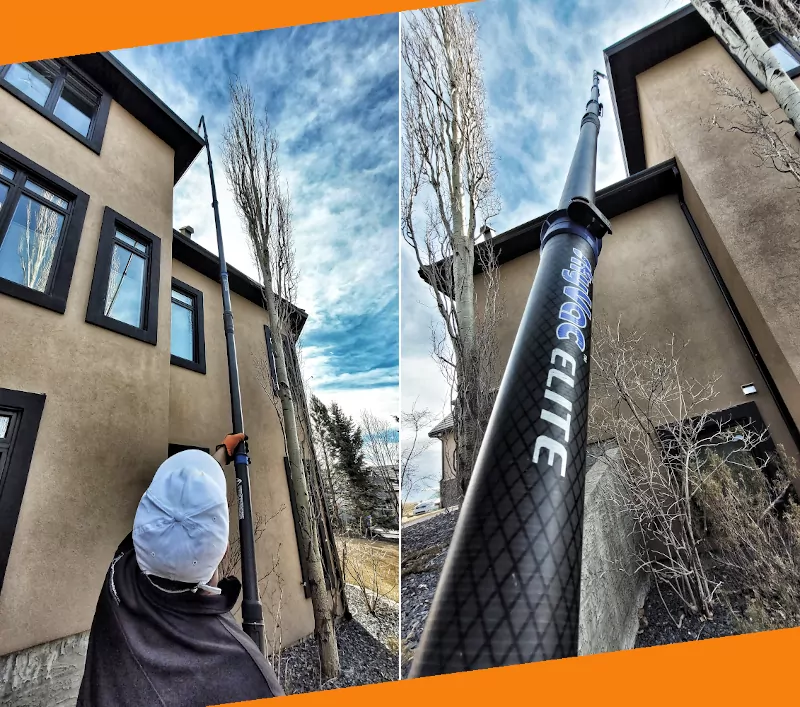 A-team gutter cleaning in Calgary in action